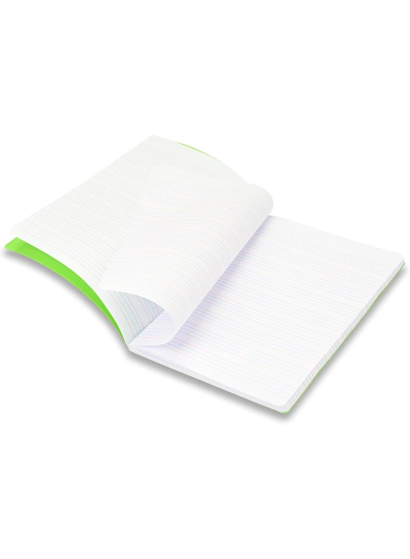 FIS Soft Cover Notebook, A5 Size (148x210mm), PP Material, Glued Binding, 80 Sheets White Paper, 4 Line Single Ruled, Pack of 5, Neon Green – FSNBA54LPPNGR - Image 4